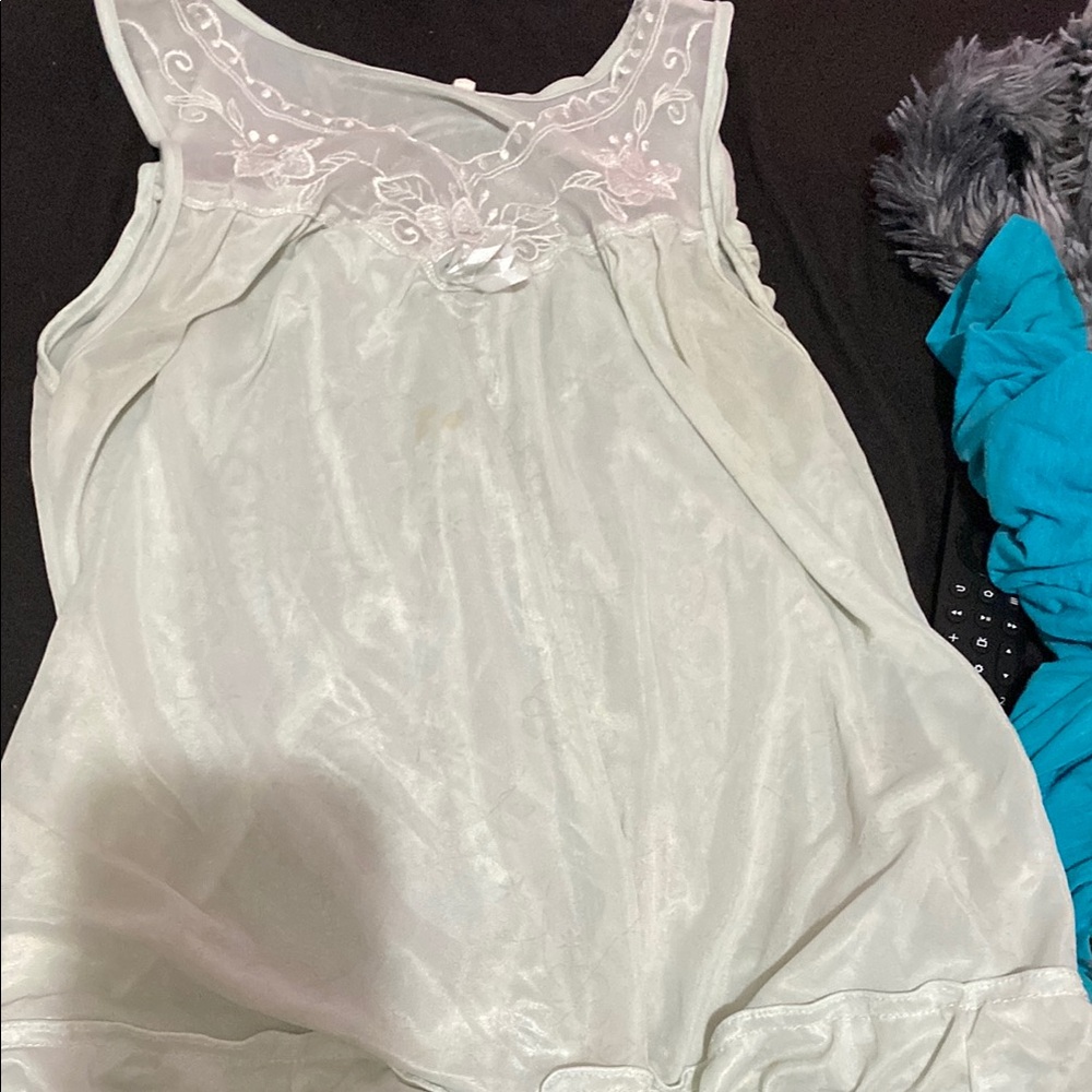 Elegant Mint Green Embroidered Nightgown